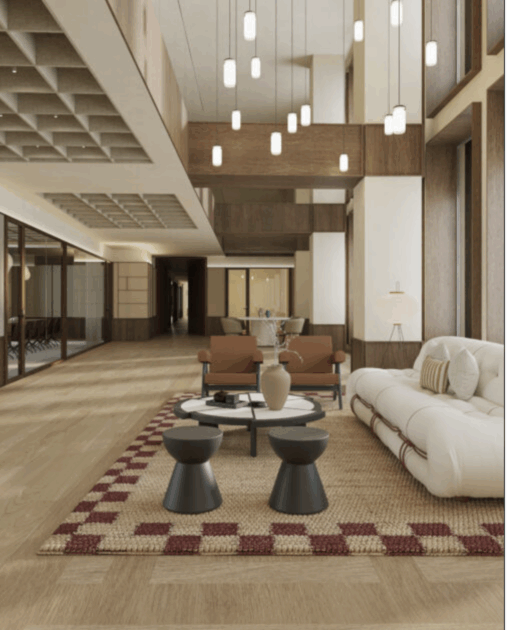 Interior do espaço de coworking LOOM em Callao, no centro de Madrid, com escritórios flexíveis, salas de reuniões e espaços de trabalho adaptados a empresas, trabalhadores independentes e equipas.